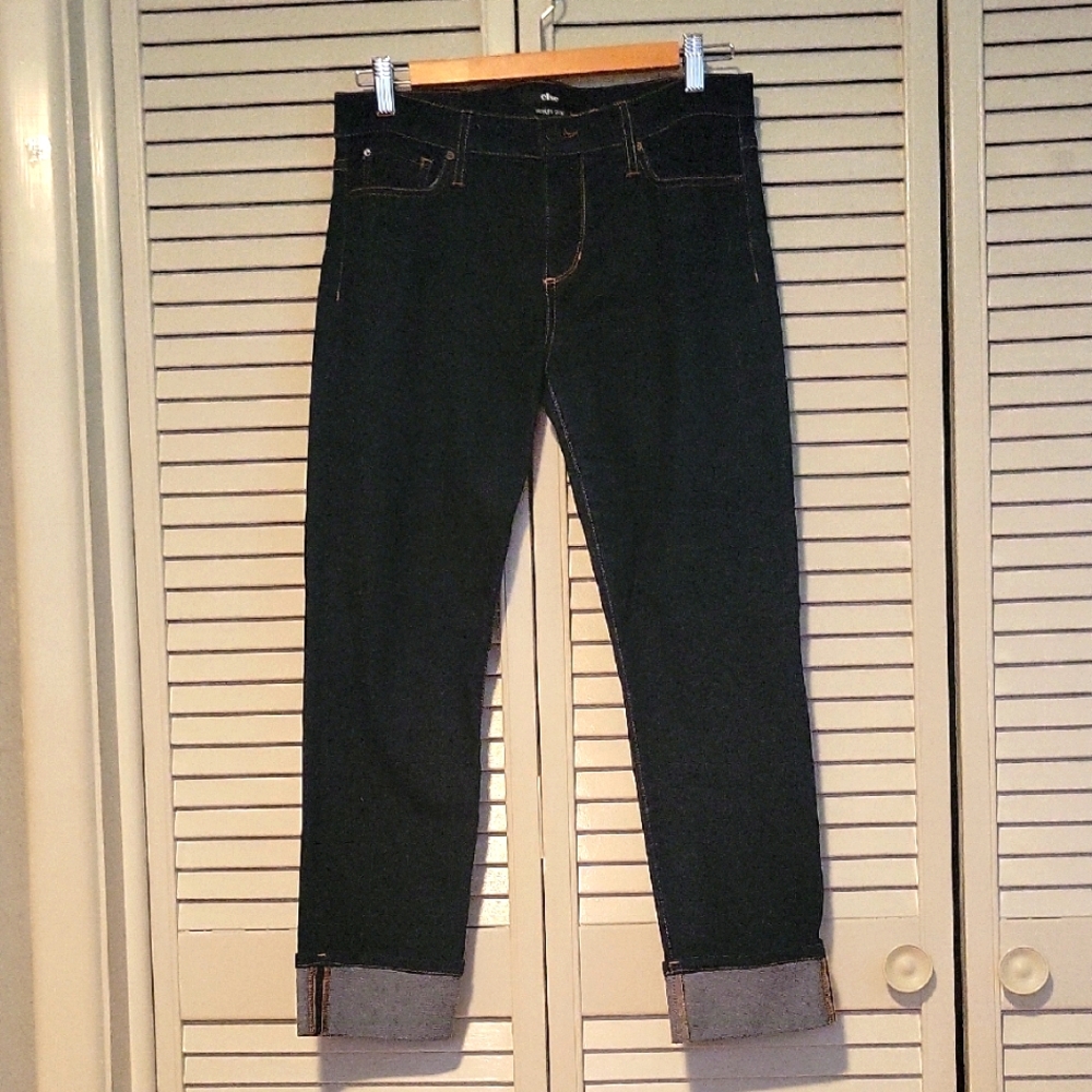 Else Woman Dark Denim Straight Jeans With Cuff
